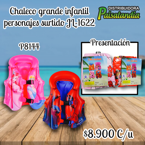 Chaleco grande infantil personajes surtido JL-1622