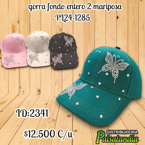 Gorra fondo entero con 2 mariposas (UND)