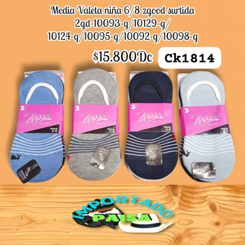 Media Valeta niña 6-8 Zgood surtida 2GD-10093-G/10129-G/10124-G/10098-G