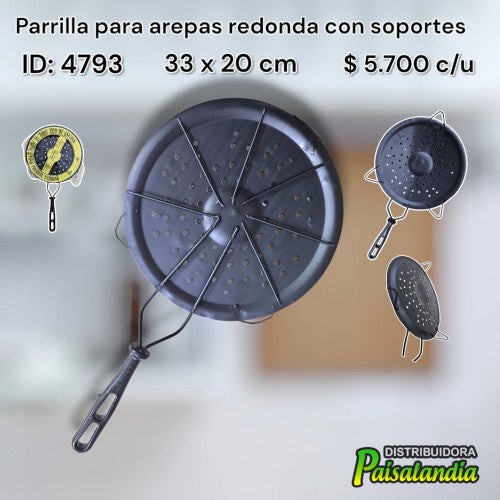 Parrilla para arepas redonda con soportes (UND)