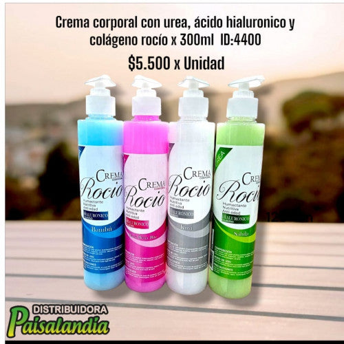 Crema corporal con urea, ácido hialurónico y colágeno Rocio x300ml (UND)
