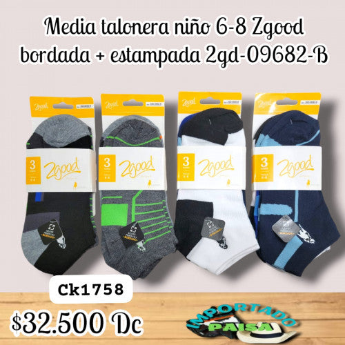 Media talonera niño 6-8 Zgoog bordada estampada 2GD-09682-B