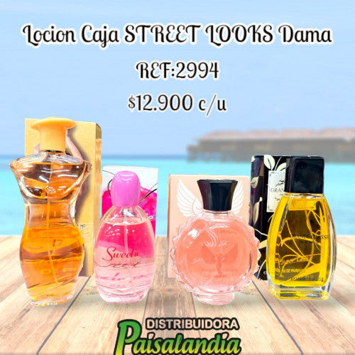 Loción caja STREET LOOKS fragancias surtidas dama (UND)
