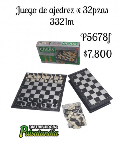 Juego de ajedrez X 32 pzas caja verde