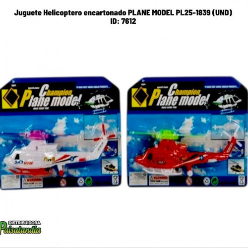 Juguete Helicoptero encartonado PLANE MODEL PL25-1839 (UND)