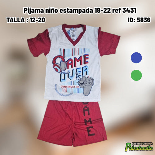 Pijama niño estampada 18-22 ref 3431 (UND)