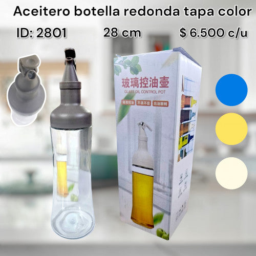 Aceitero botella redonda tapa color IMH24-29 (UND)