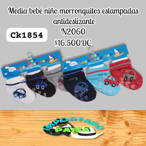 Media Bebe niño morronguitos estampada antideslizante N2060