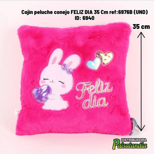 Cojín peluche conejo FELIZ DIA 35 Cm ref:6976B (UND)