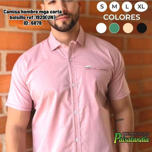 Camisa hombre mga corta bolsillo ref:1920(UN)