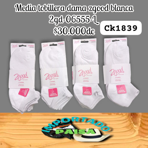 Media tobillera dama Zgood blanca 2GD-06555-L