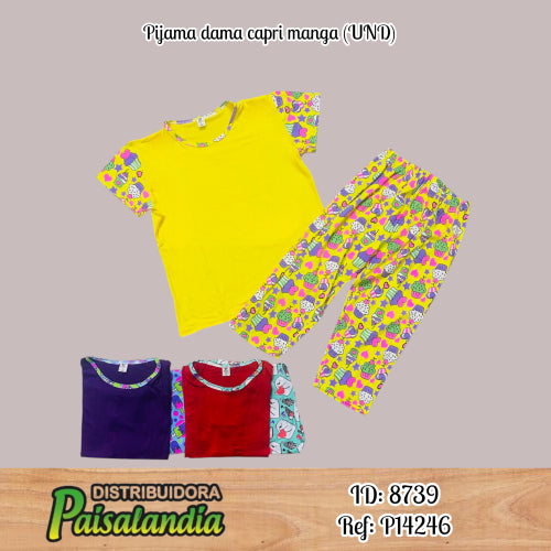 Pijama dama capri manga (UND)