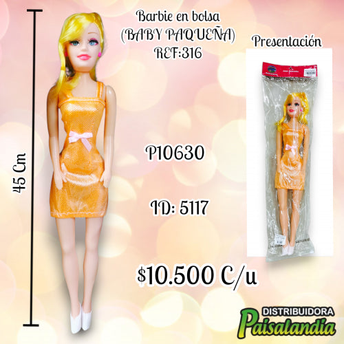 Barbie en bolsa (BABY PAQUEÑA) REF:316 (UND)