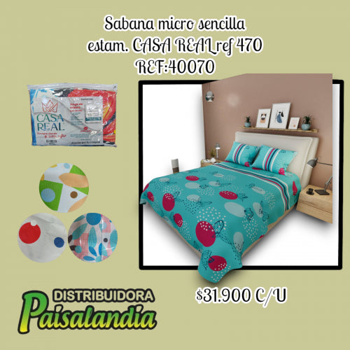 Sábana micro sencilla estampada CASA REAL ref. 470