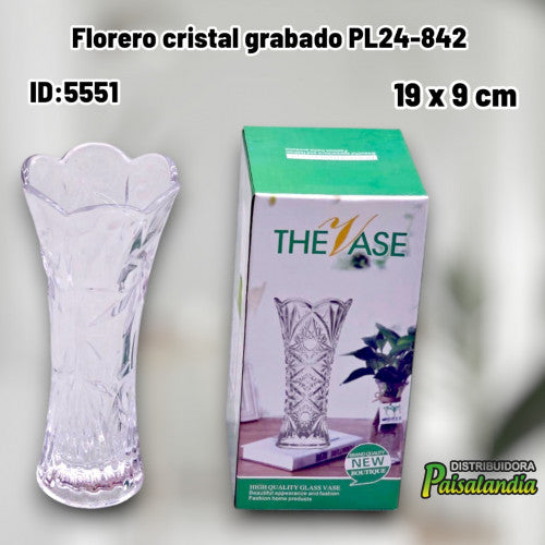 Florero cristal grabado PL24-842 (UND)