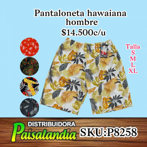 Pantaloneta hawiana hombre surtida 5806