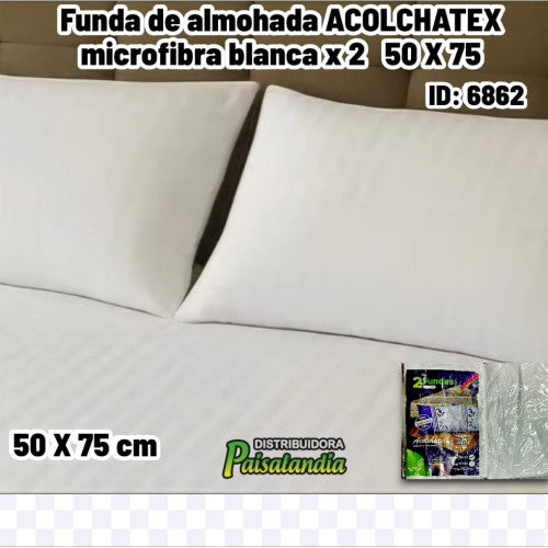 Funda de almohada ACOLCHATEX microfibra blanca x 2 50 X 75