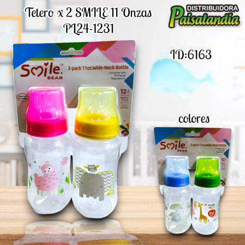 Tetero x 2 SMILE 11 Onzas PL24-1231 (UND)