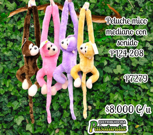 Peluche mico mediano con sonido PL24-208