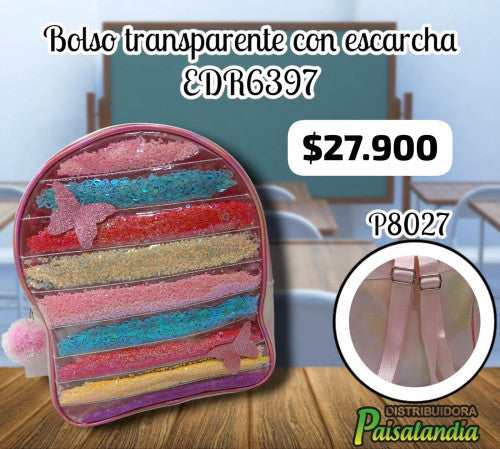 Bolso transparente con escarcha EDR6397