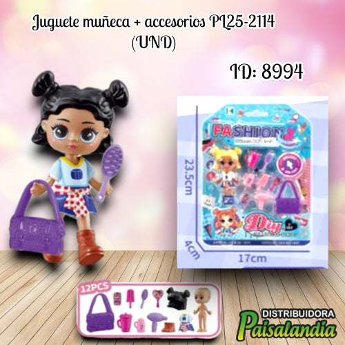 Juguete muñeca + accesorios PL25-2114 (UND)