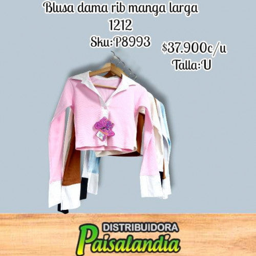 Blusa dama rib manga larga 1212 (UND)