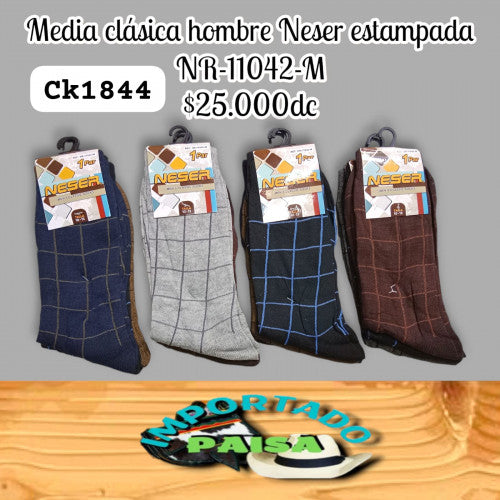 Media clásica hombre Neser cuadros NR-11042-M (DC)