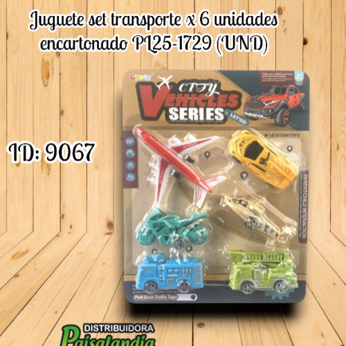 Juguete set transporte x 6 unidades encartonado PL25-1729 (UND)