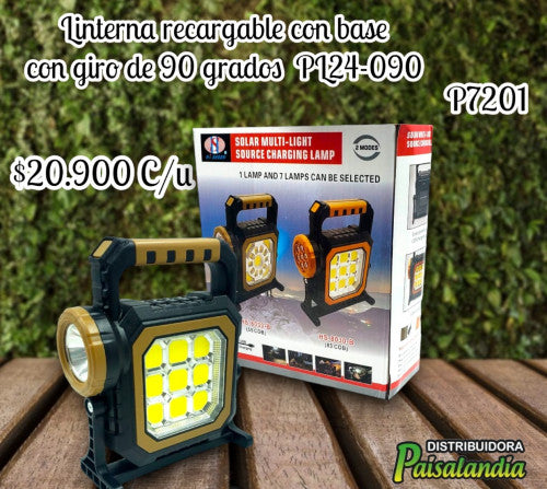 Linterna recargable con base con giro de 90 grados  PL24-090