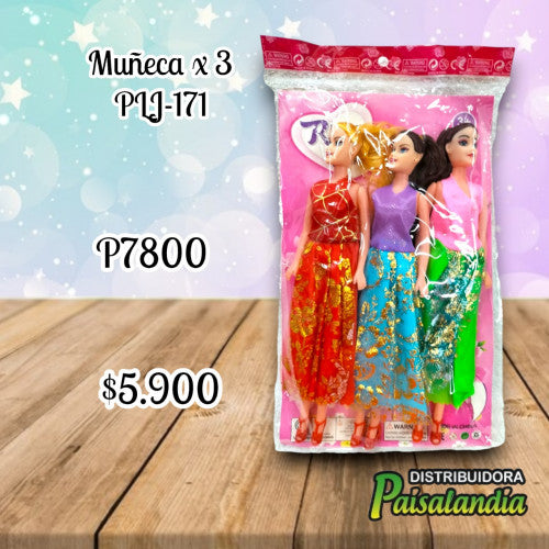 Muñeca x 3  PLJ-171