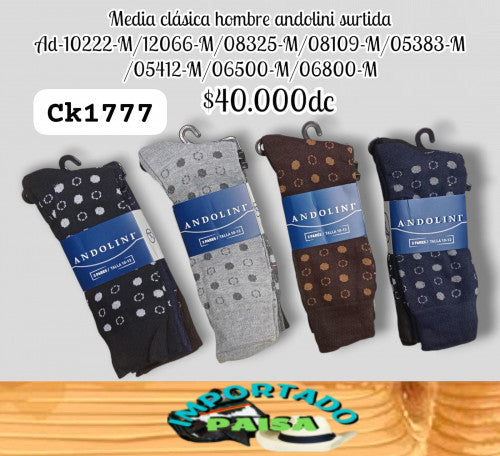 Media clasica hombre Andolini surtidas AD-10222-M/08325-M/08109-M/05412-M