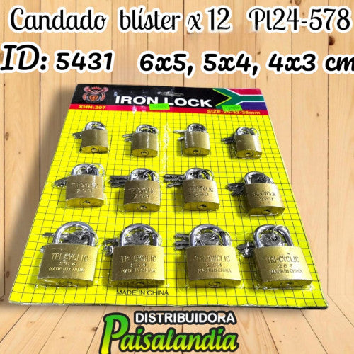 Candado blister x 12 PL24-578 (UND)