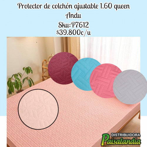 Protector de colchon unicolor Queen 1,60 Andu