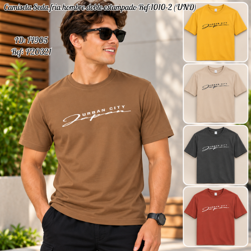 Camiseta Seda fria hombre doble estampado al por mayor – Ref. 1010-2