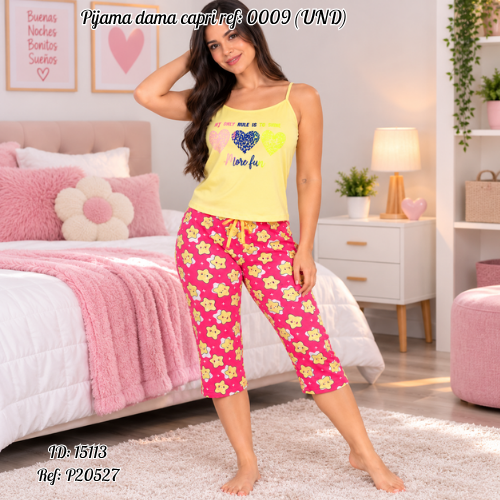 Pijama dama capri al por mayor – Ref. 0009