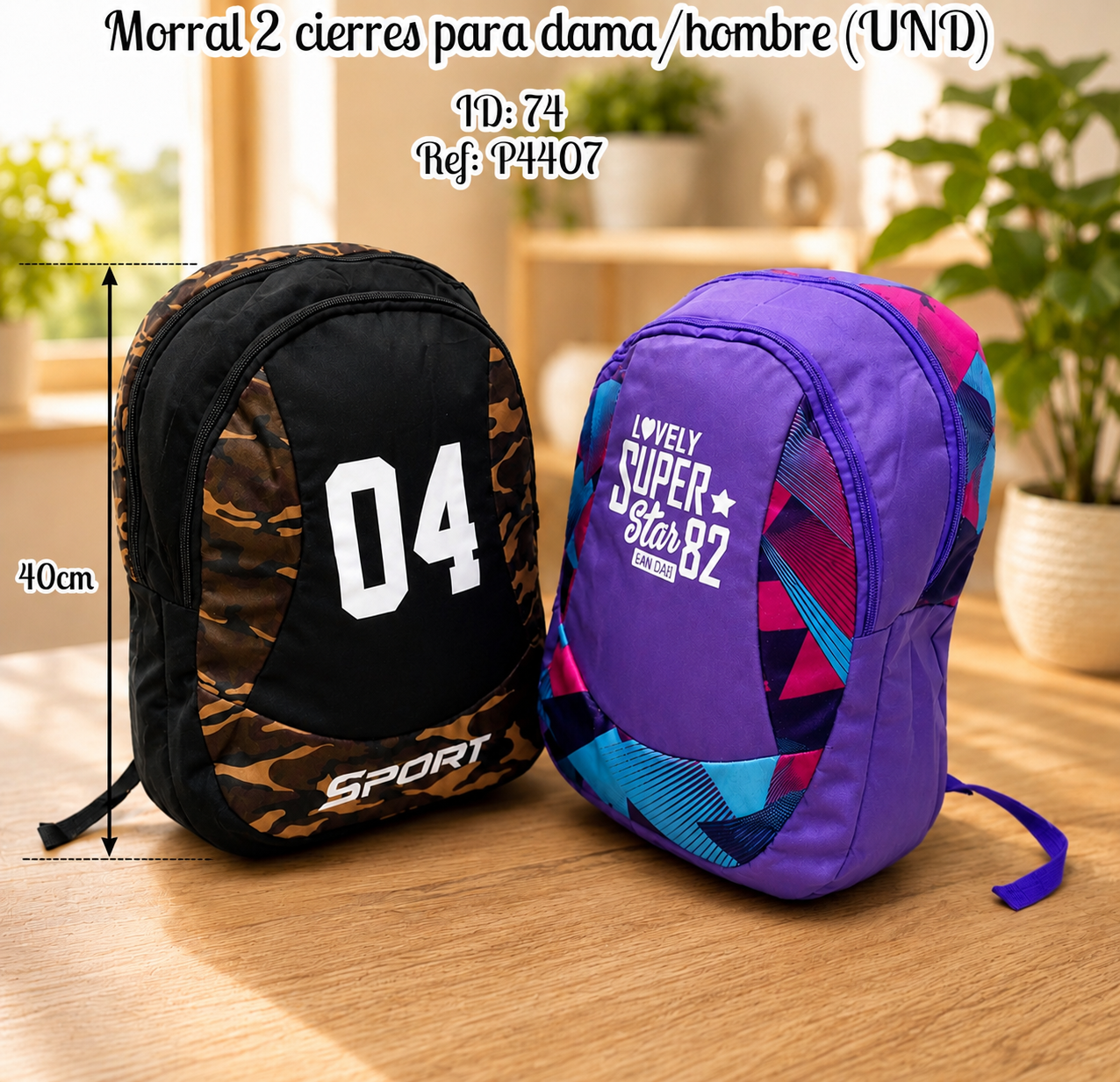 Morral 2 cierres para dama/hombre (UND)