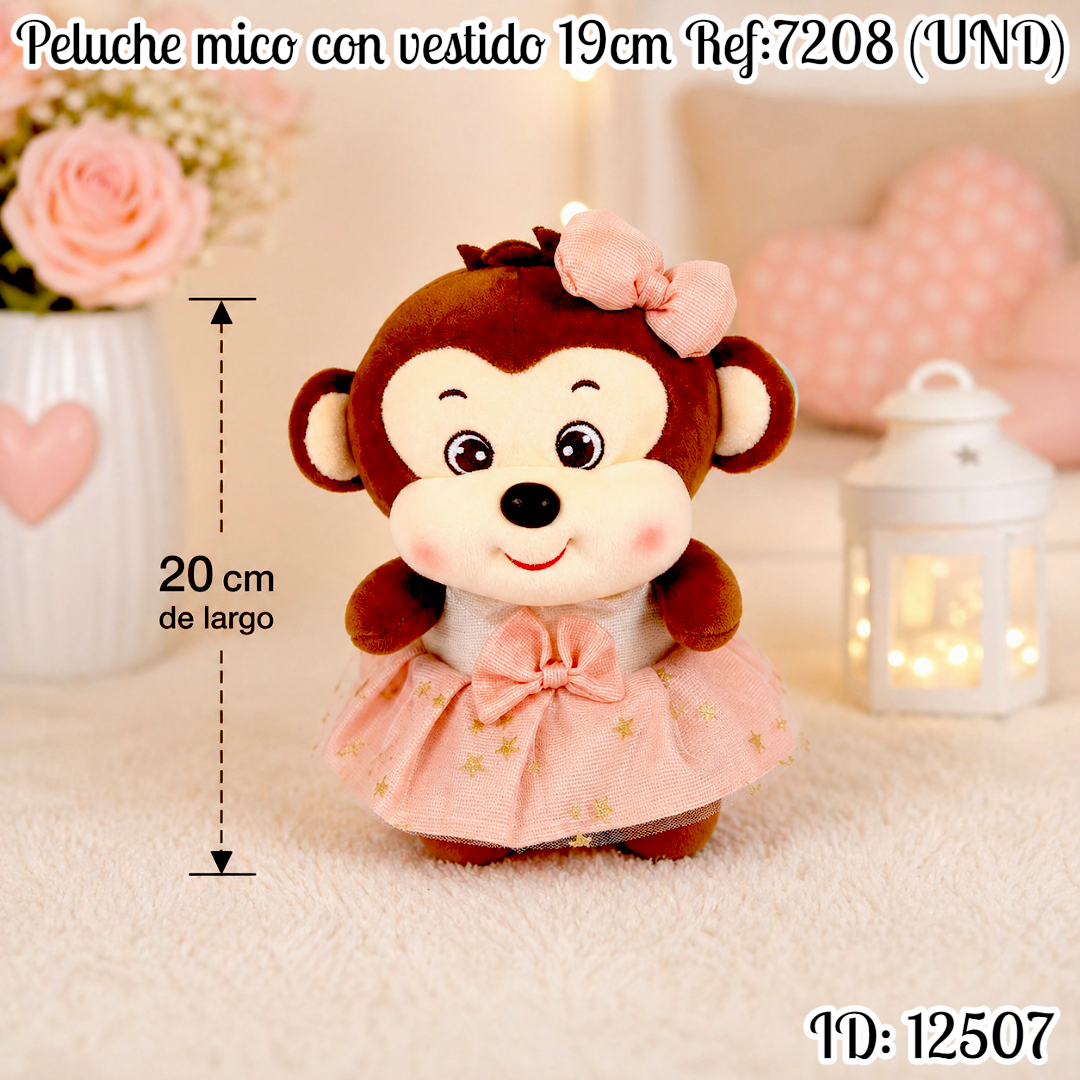 Peluche mico con vestido 19cm Ref:7208 (UND)