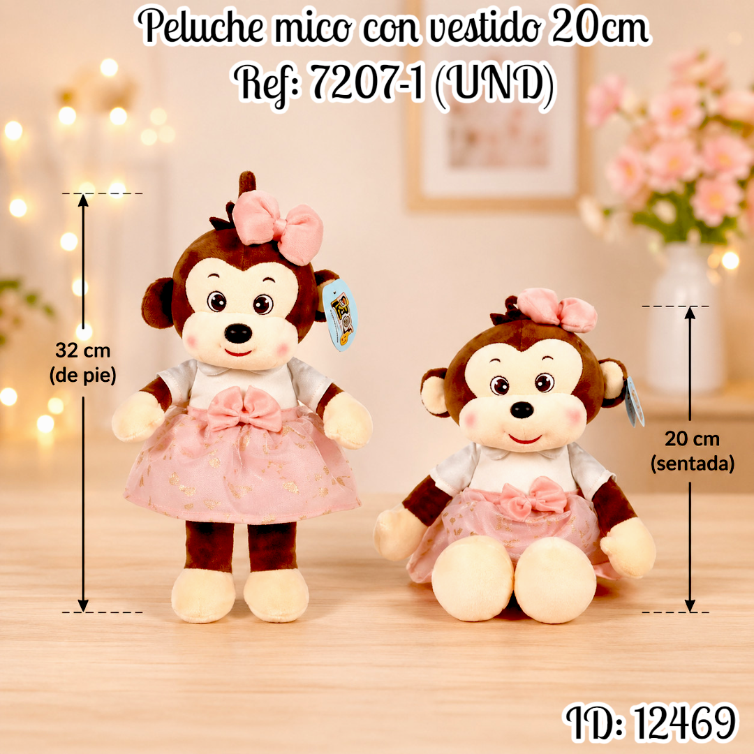 Peluche mico con vestido 20cm Ref: 7207-1 (UND)