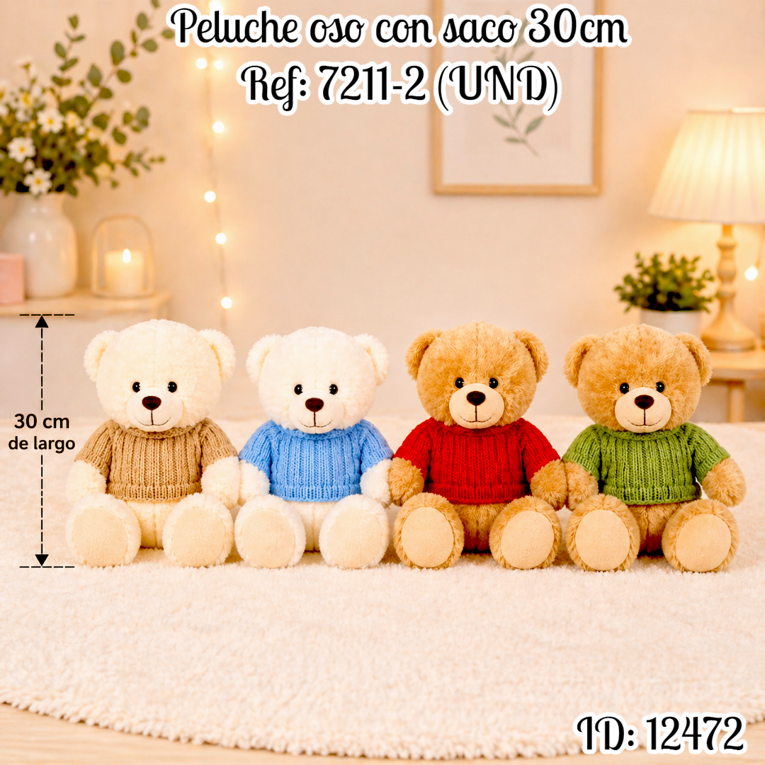 Peluche oso con saco 30cm Ref: 7211-2 (UND)