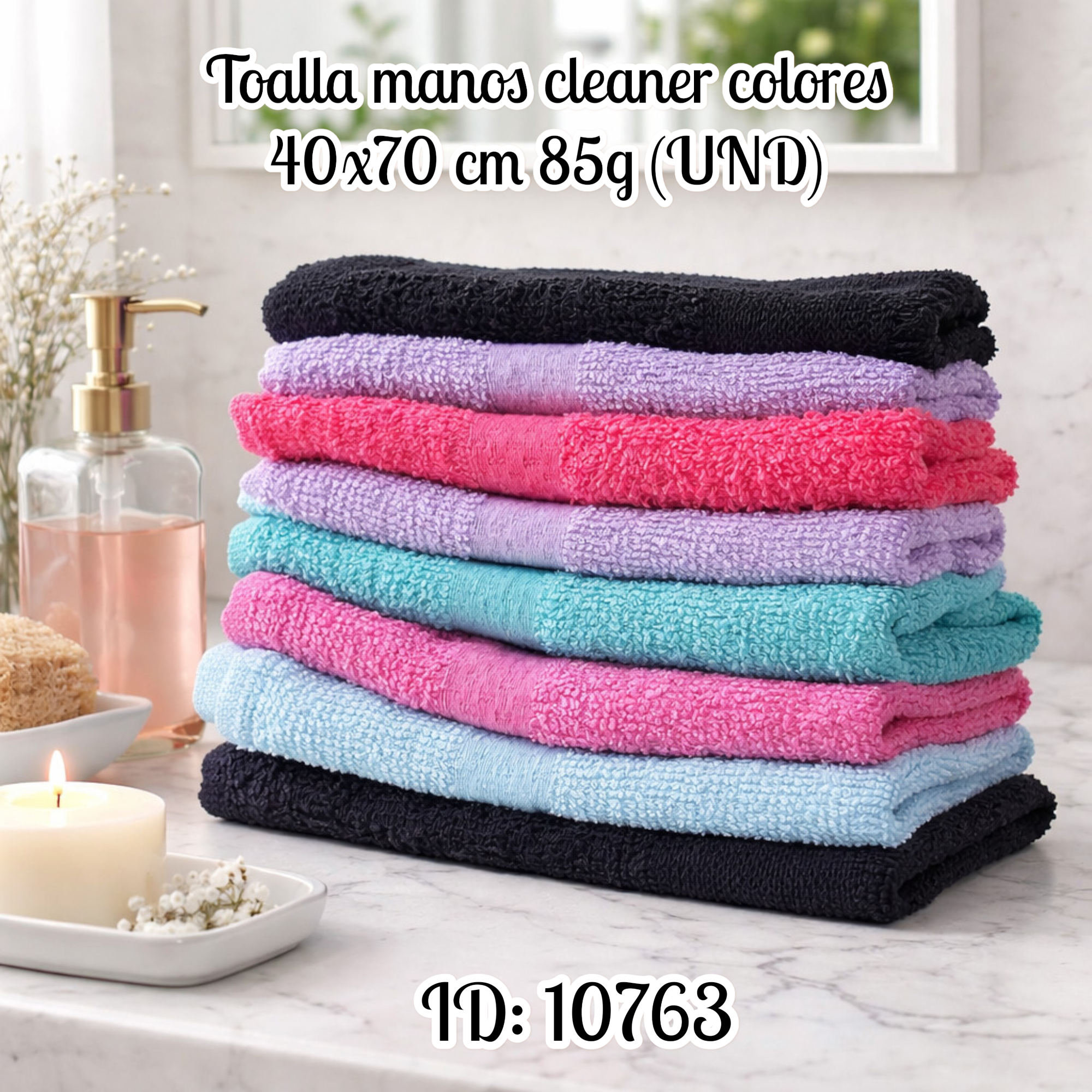 Toalla manos cleaner colores 40x70 cm 85g (UND)