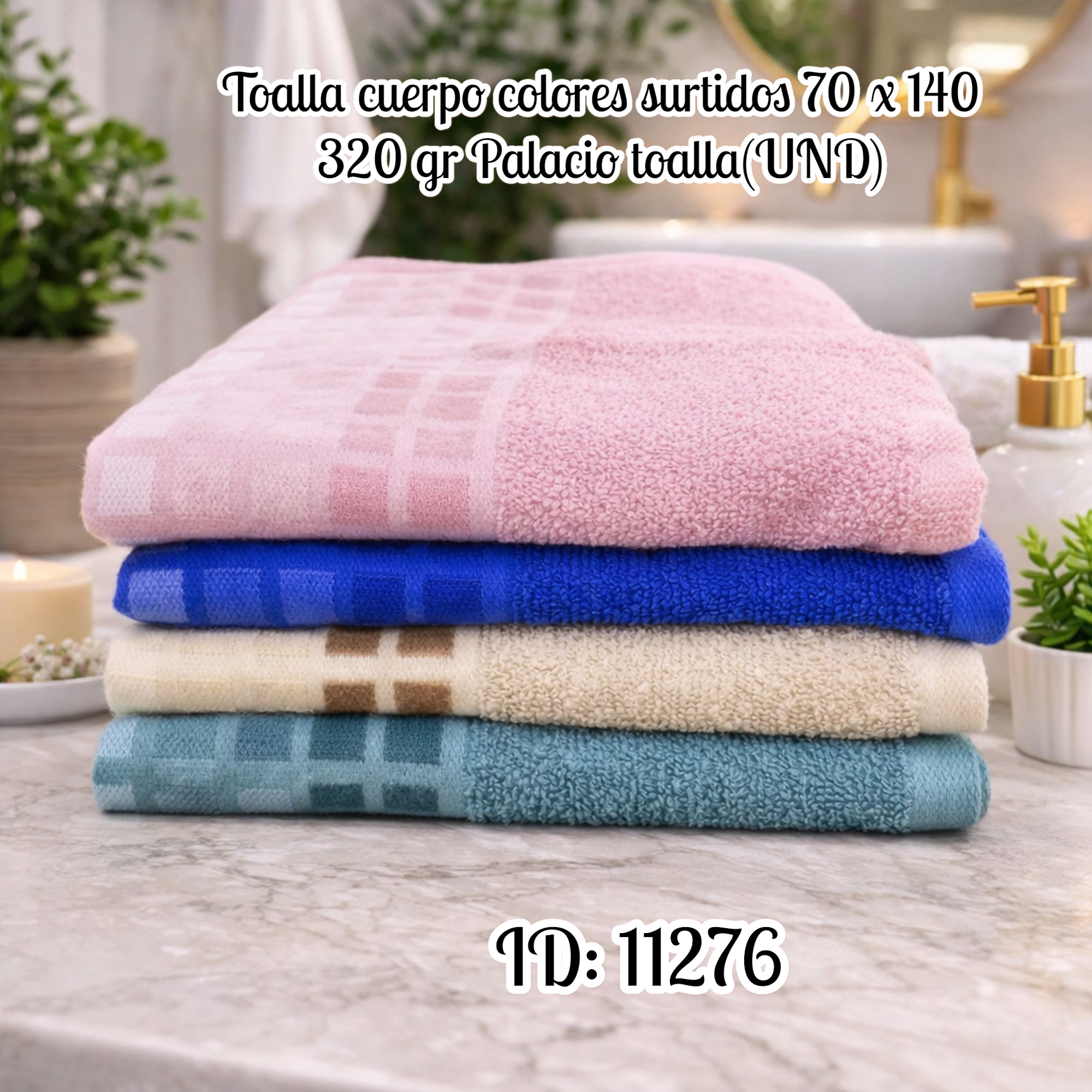 Toalla cuerpo colores surtidos 70 x 140 320 gr Palacio toalla(UND)