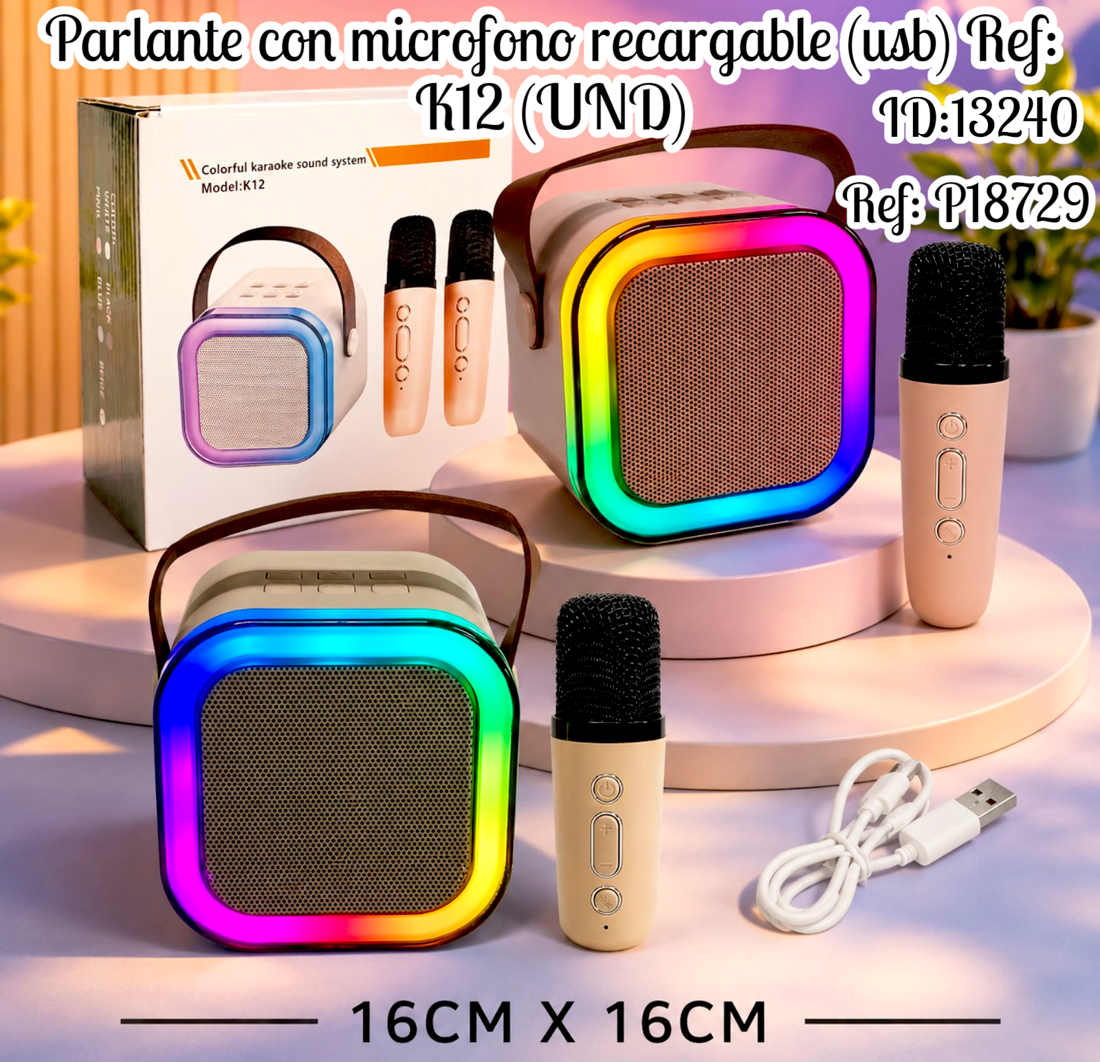 Parlante con microfono recargalbe (usb) Ref: K12 (UND)