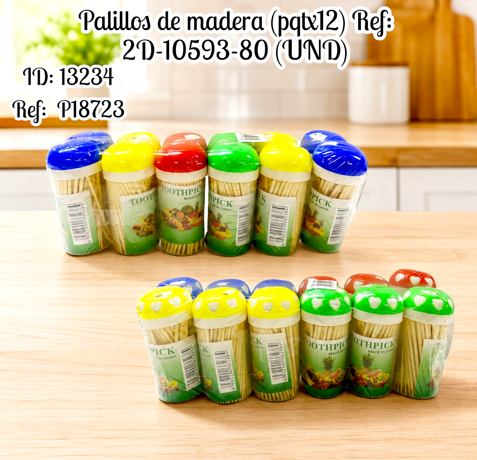 Palillos de madera (pqtx12) Ref: 2D-10593-80 (UND)