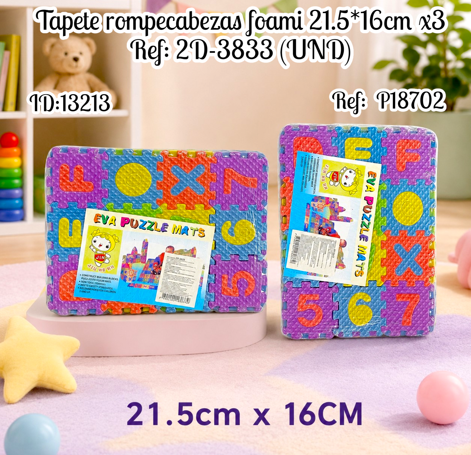 Tapete rompecabezas foami 21.5*16cm x3 Ref: 2D-3833 (UND)