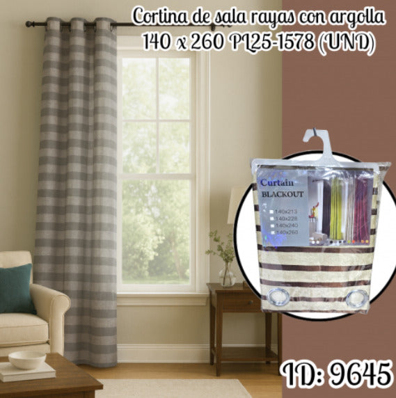Cortina de sala con argolla surtida PL25-1578 (UND)